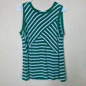 CAbi Amelia Tank Top Womens Medium M 5758 Sleeveless Green & White Stripe